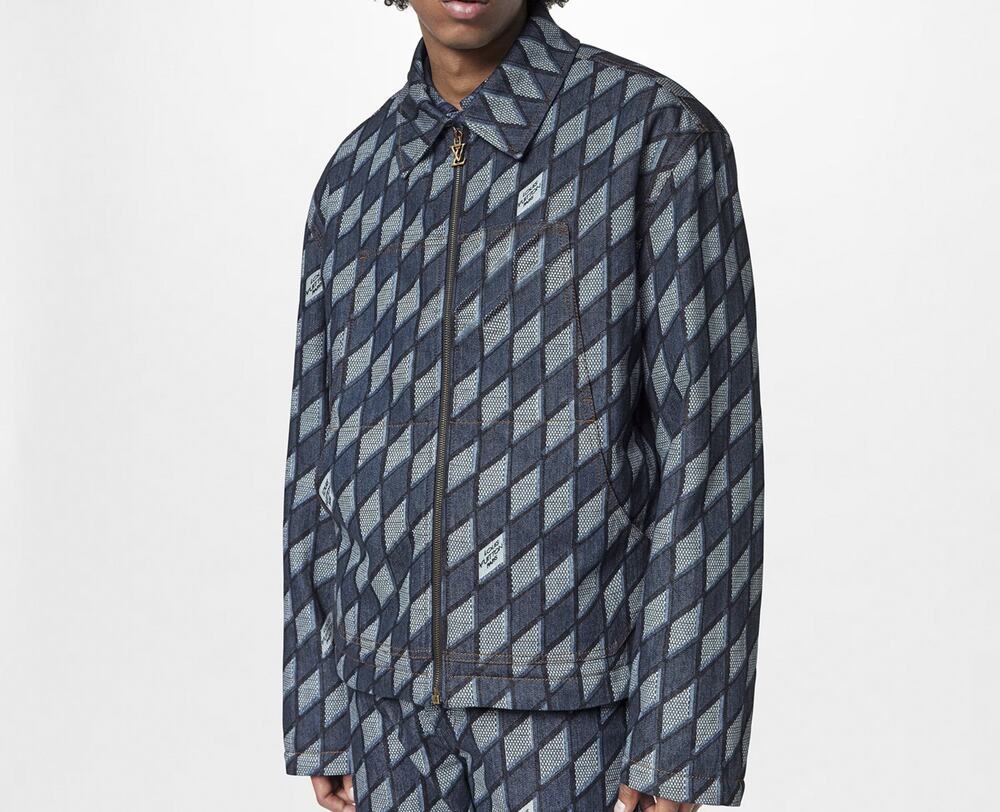 Louis Vuitton Damier Monogram Workwear Denim Jacket Men's IT 52 Blue LV